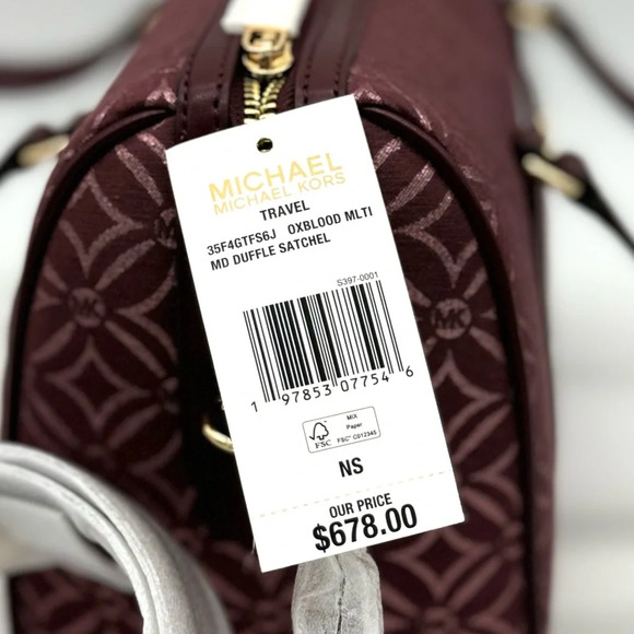 Michael Kors Medium Travel Duffle Satchel Bag Ox Blood Multi - Picture 11 of 11